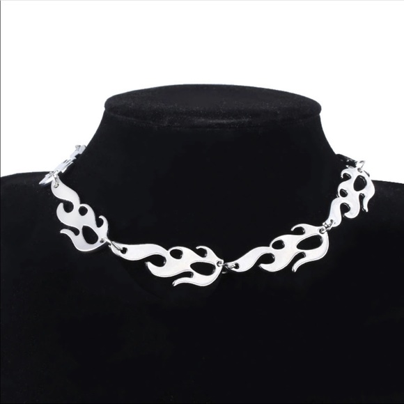 Other - Fire Flame Hot Silver Necklace & Bracelet